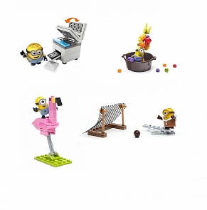 Весёлые игровые мини-наборы из серии Миньоны, 4 вида (Mega Bloks, DMV20)